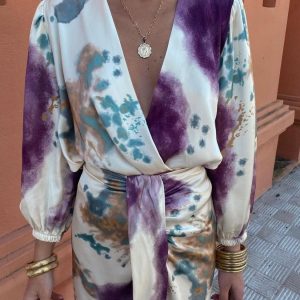 Robe Imprimée Aquarelle | Cache-Cœur Élégant | Style Bohème Chic