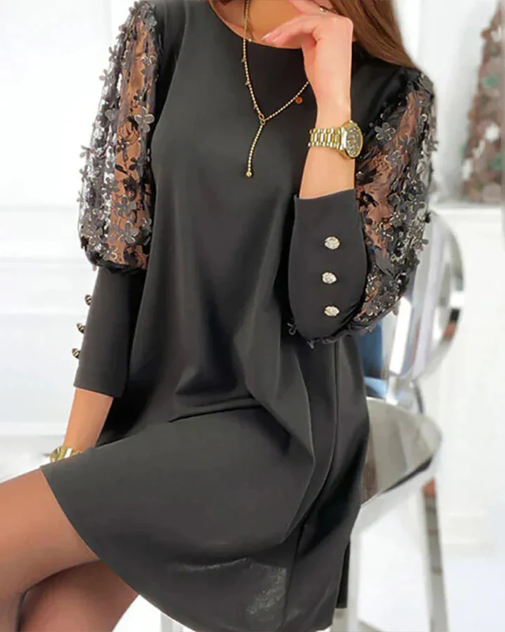 Robe Parti Manches Longues en Dentelle Pour Femme | Mini – Image 9