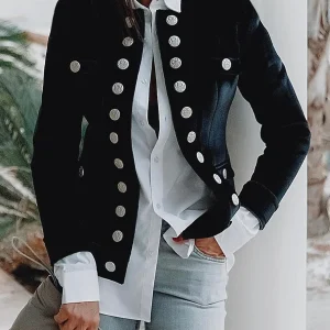 Modern Officer Jacket | Metallic Buttons & Structured Cut | Elegant and Impactful