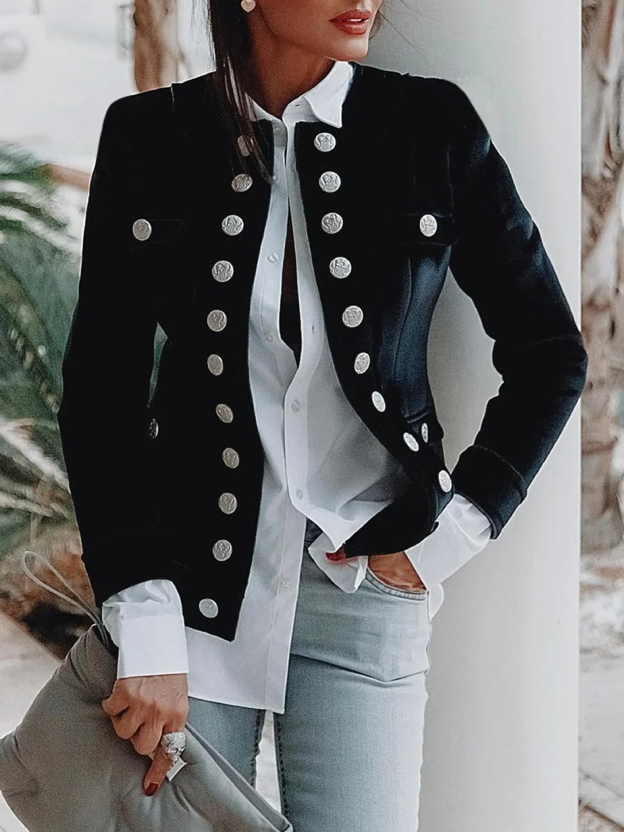 Modern Officer Jacket | Metallic Buttons & Structured Cut | Elegant and Impactful – Image 2