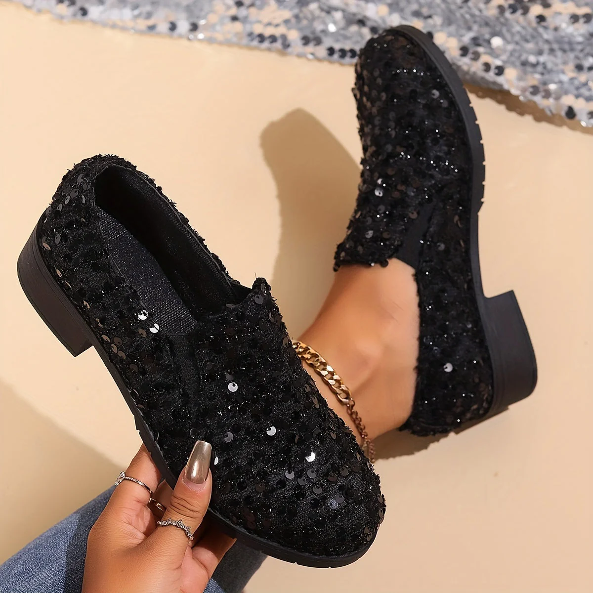 Mocassins à Sequins | Confort Brillant pour Jour & Soirée – Image 5