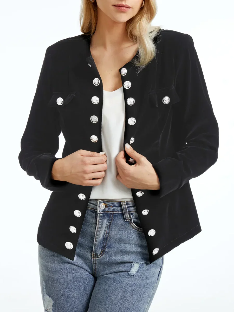 Modern Officer Jacket | Metallic Buttons & Structured Cut | Elegant and Impactful – Image 3