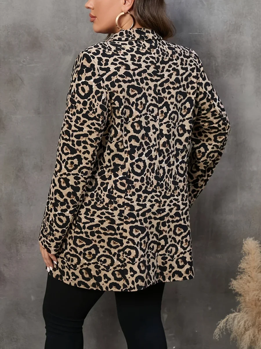 Long Leopard Blazer | Bold Allure and Plus-Size Elegance – Image 3