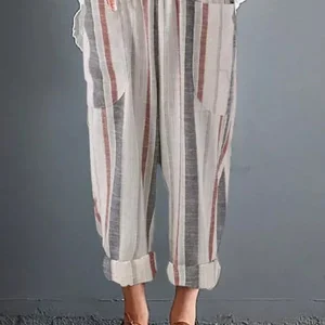 Pantalon Large à Rayures | Léger et Décontracté
