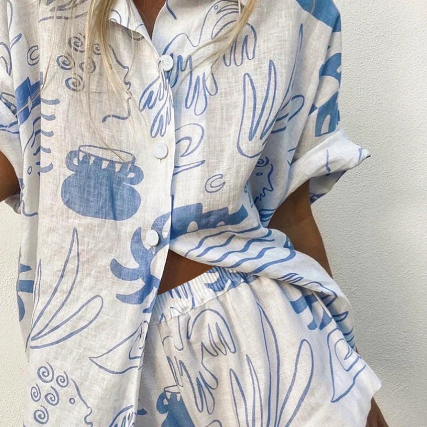 Ensemble en Lin | Imprimé Abstrait | Tenue Légère d’Été – Image 3