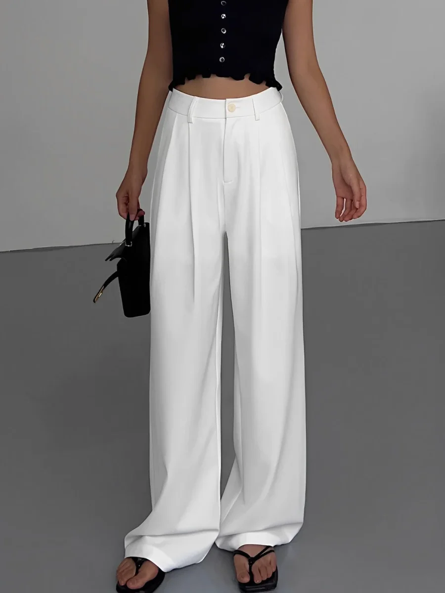 Wide Leg Pants White | High Waist | Elegant and Comfortable – Image 5