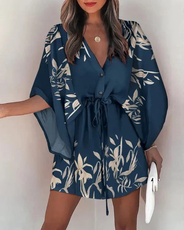 Robe Tropicale Courte | Coton | Feuillage & Légèreté – Image 3
