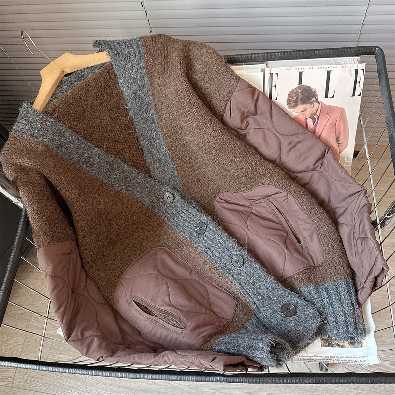 Oversized Patchwork Cardigan with Padded Sleeves | Confort Créatif et Esprit Urbain – Image 3