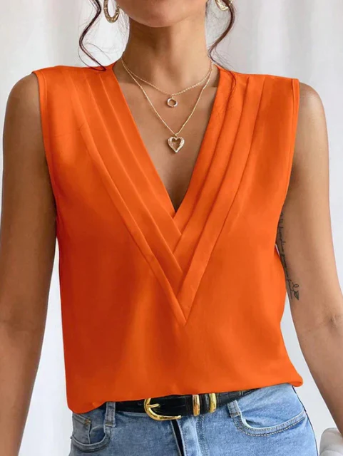 Top Chic Sans Manches Pour Femme | Col en V – Image 9