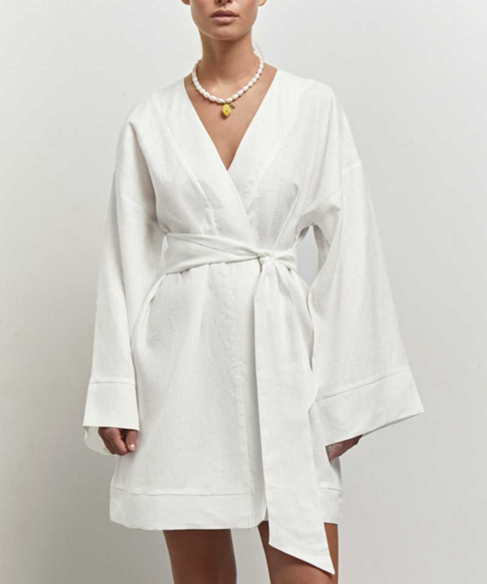 Robe Portefeuille Courte | Coton | Minimaliste