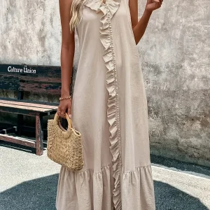Ruffled Sleeveless Maxi Dress | Bohemian Elegance and Fluidity