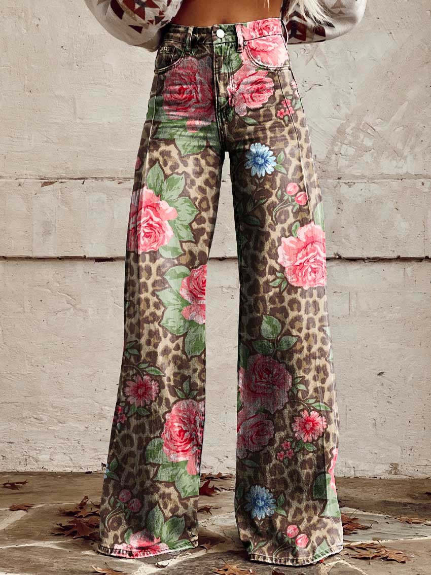Pantalon Large Imprimé | Polyester & Coton | Style Coloré et Confortable – Image 3