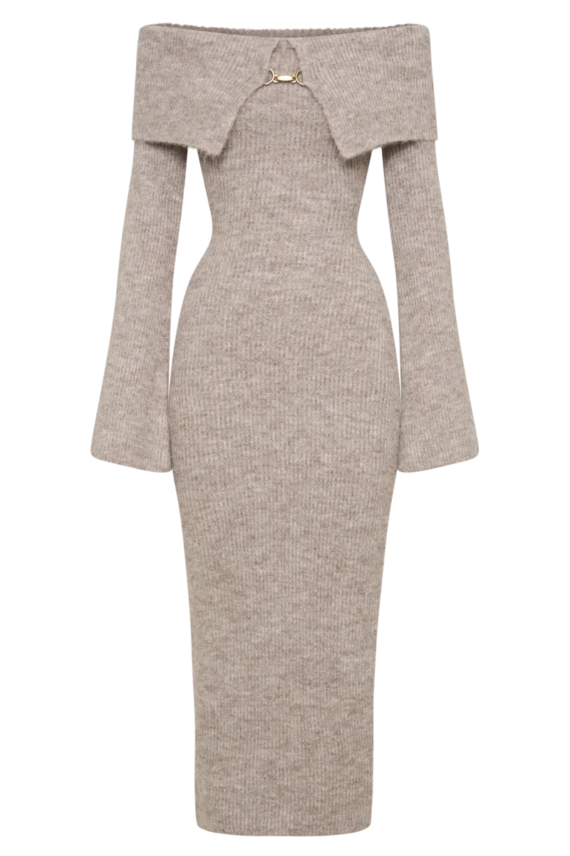 Robe Pull Col Bardot | Élégance Hivernale et Confort Sculptant – Image 7