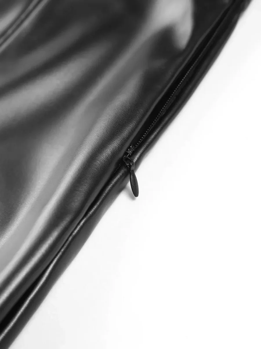 Leather Effect Flared Pants with Slit | Élégance Moderne – Image 5
