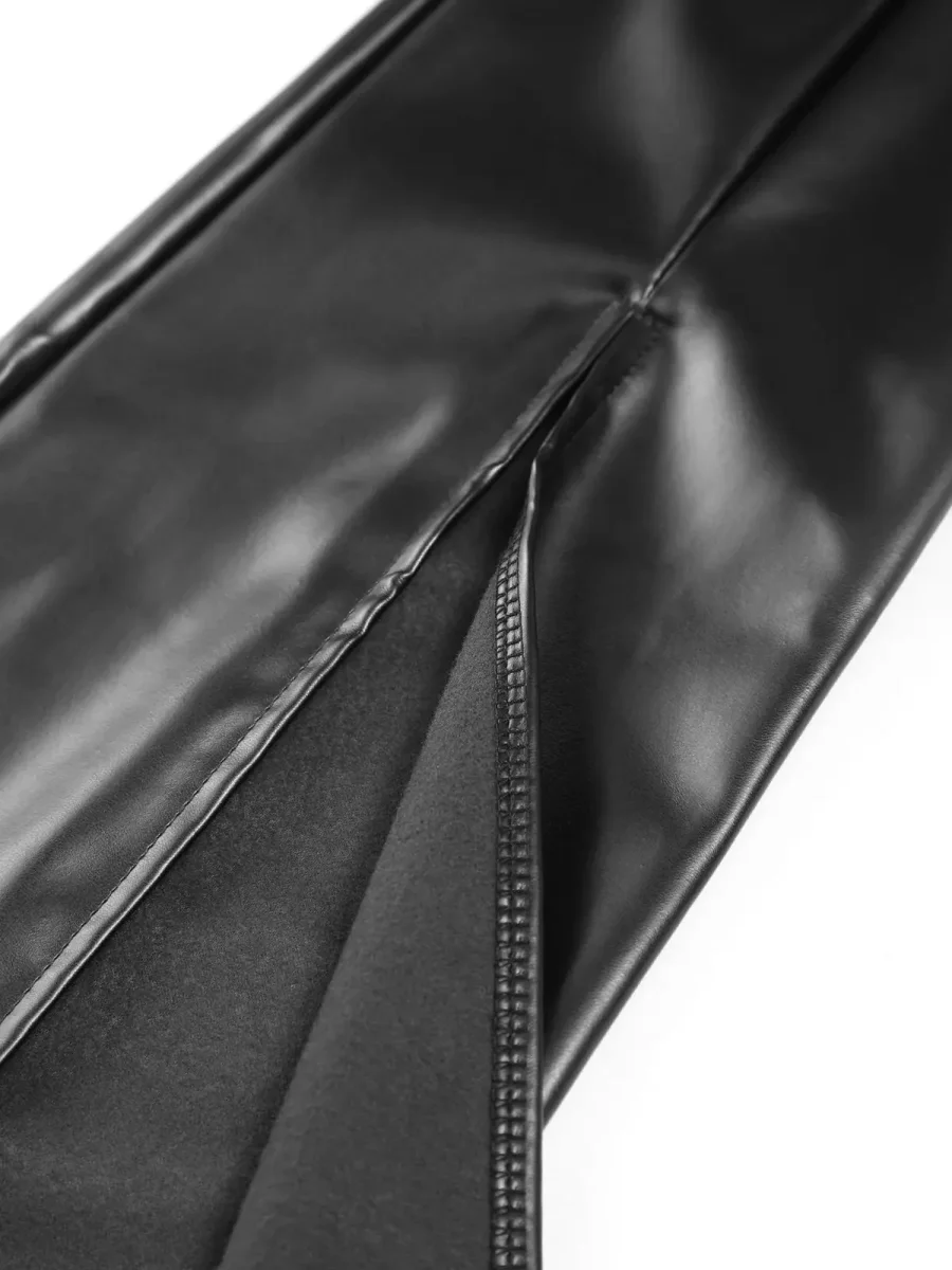 Leather Effect Flared Pants with Slit | Élégance Moderne – Image 6