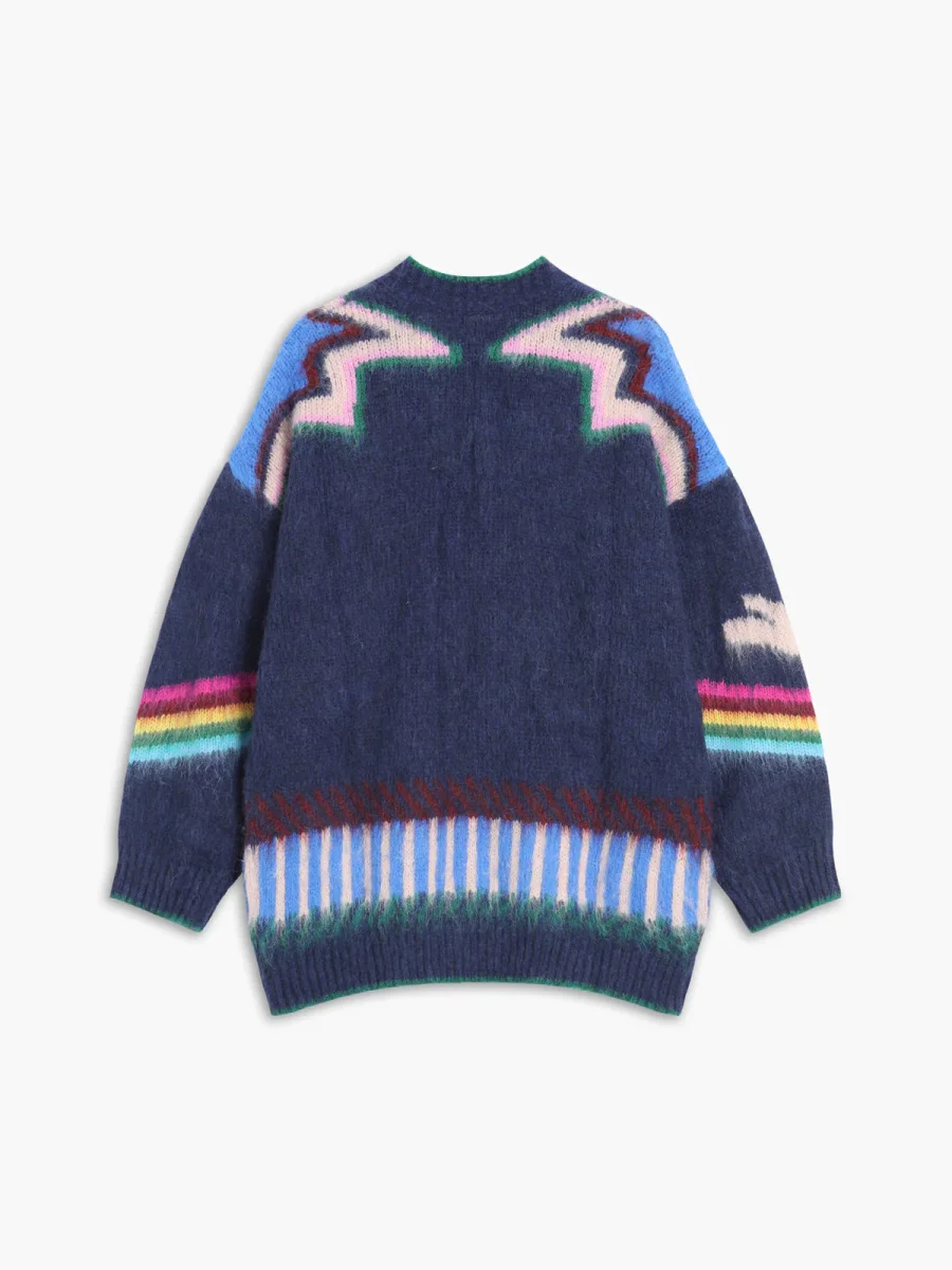 Cardigan Oversize Motif Graphique | Multicolore | Pièce Statement en Maille – Image 7