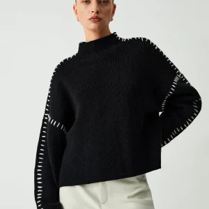 Contrast Knitwear | Oversized Sweater with White Seam Detail