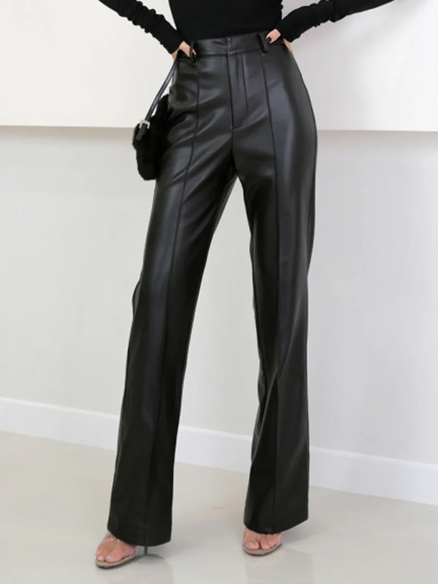 High-waisted pants in imitation leather | Structure et Audace – Image 3