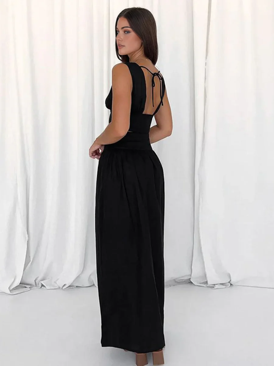 Robe Longue Noire | Découpes | Élégante et Moderne – Image 4