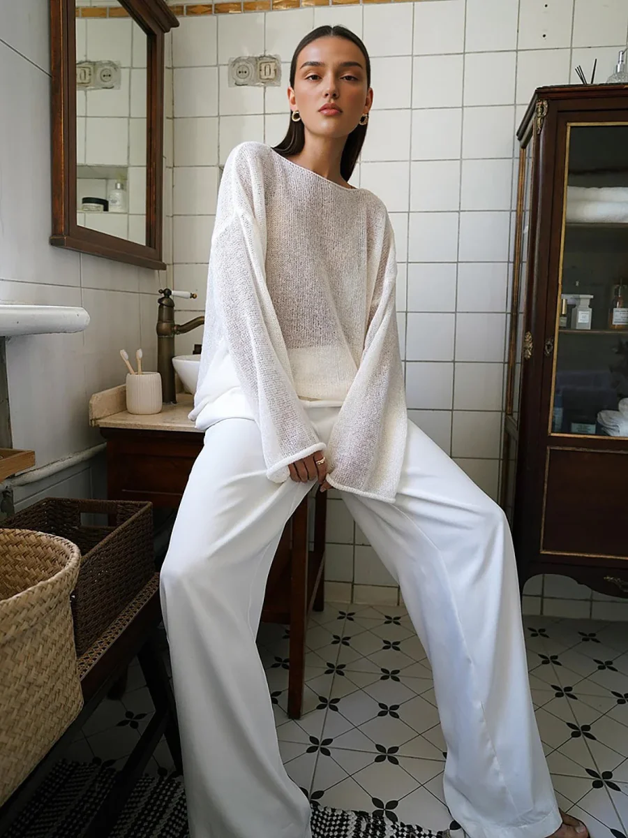 Pull Léger Transparent | Blanc | Élégance Minimaliste – Image 4