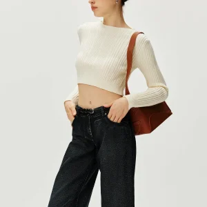 Pull Court Côtelé | Maille | Manches Longues Ajustées