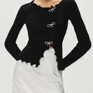 Margot - Cardigan Asymétrique | Nœuds Élégants | Tendance et Féminin