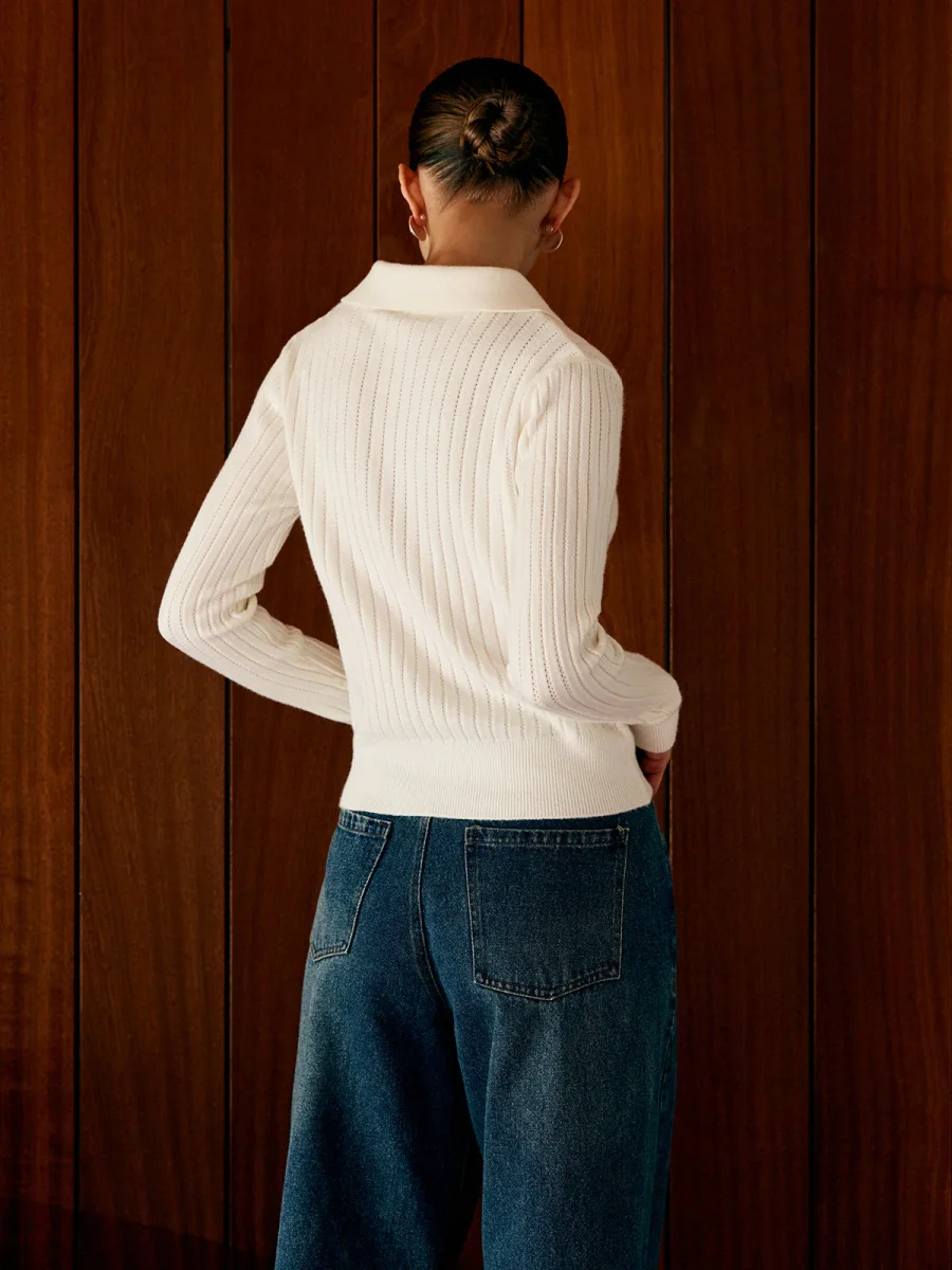 Cardigan Côtelé à Col Chemise | Ajusté et Élégant | Style Rétro Moderne – Image 6