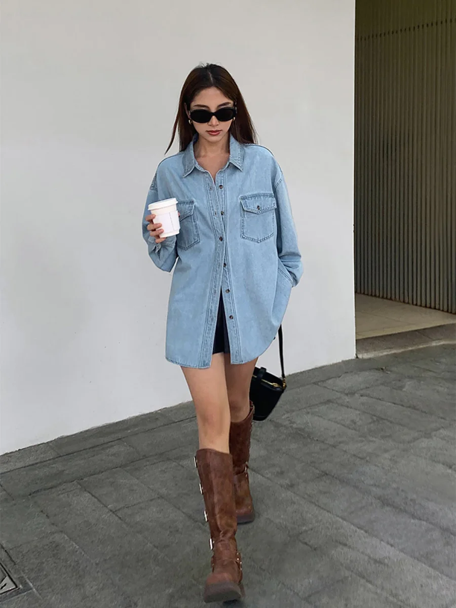 Jean overshirt | Oversize cut | Casual look – Image 2