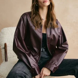 Suede Short Jacket | Dark Bordeaux | Clean Cut