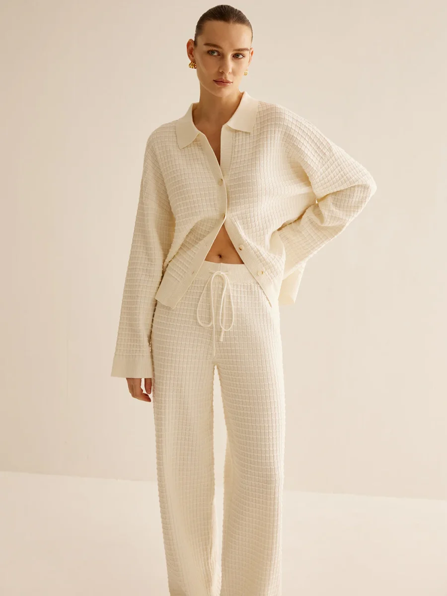 Ensemble Lounge en Maille Gaufrée | Deux Pièces | Confort et Élégance Décontractée – Image 2