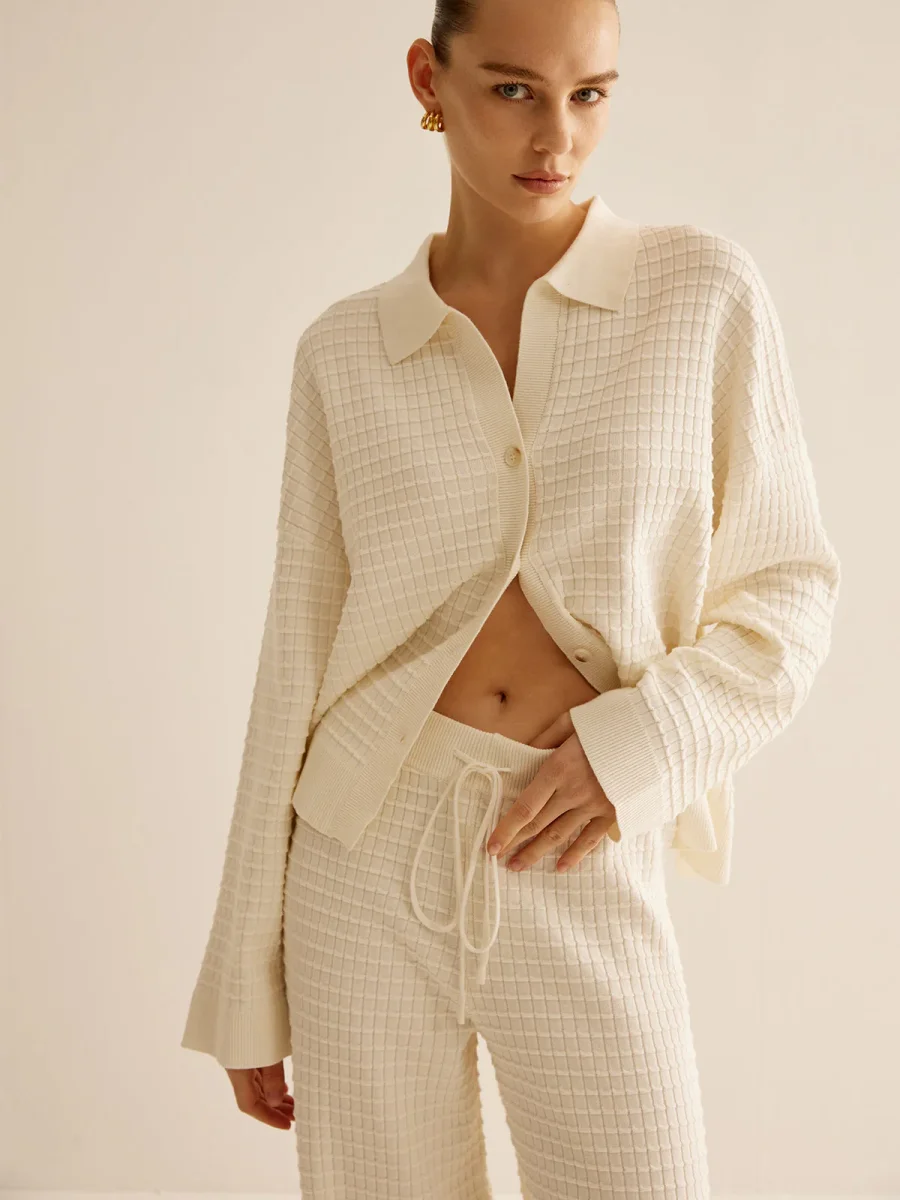 Ensemble Lounge en Maille Gaufrée | Deux Pièces | Confort et Élégance Décontractée – Image 3