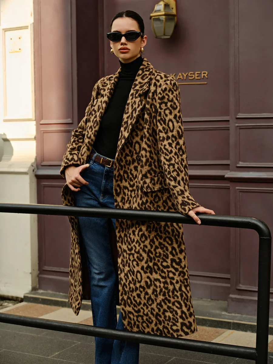 Long Leopard Coat | Camel & Black | Bold and Stylish – Image 4