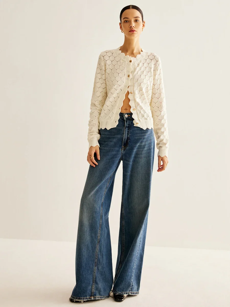 Cardigan Ajouré en Coton | Motif Alvéolé | Léger et Féminin – Image 4