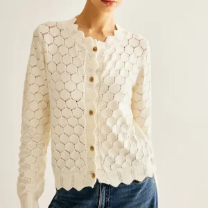 Cardigan Ajouré en Coton | Motif Alvéolé | Léger et Féminin