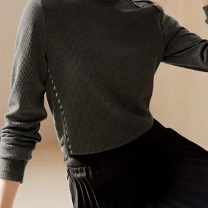 High collar sweater | Cotton | Fine and elegant knitwear