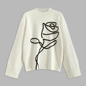 Rosalie - Pull Oversize | Motif Fleur | Doux et Élégant