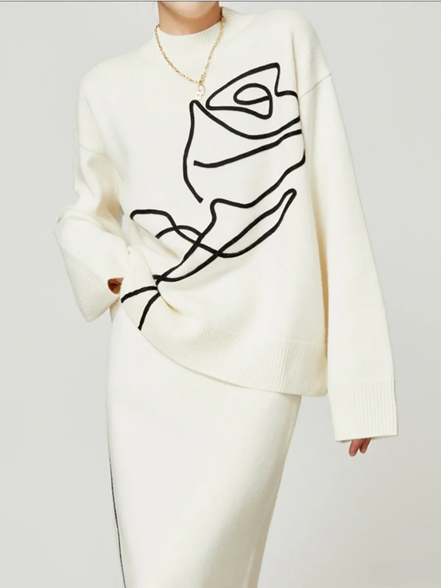 Rosalie - Pull Oversize | Motif Fleur | Doux et Élégant – Image 3