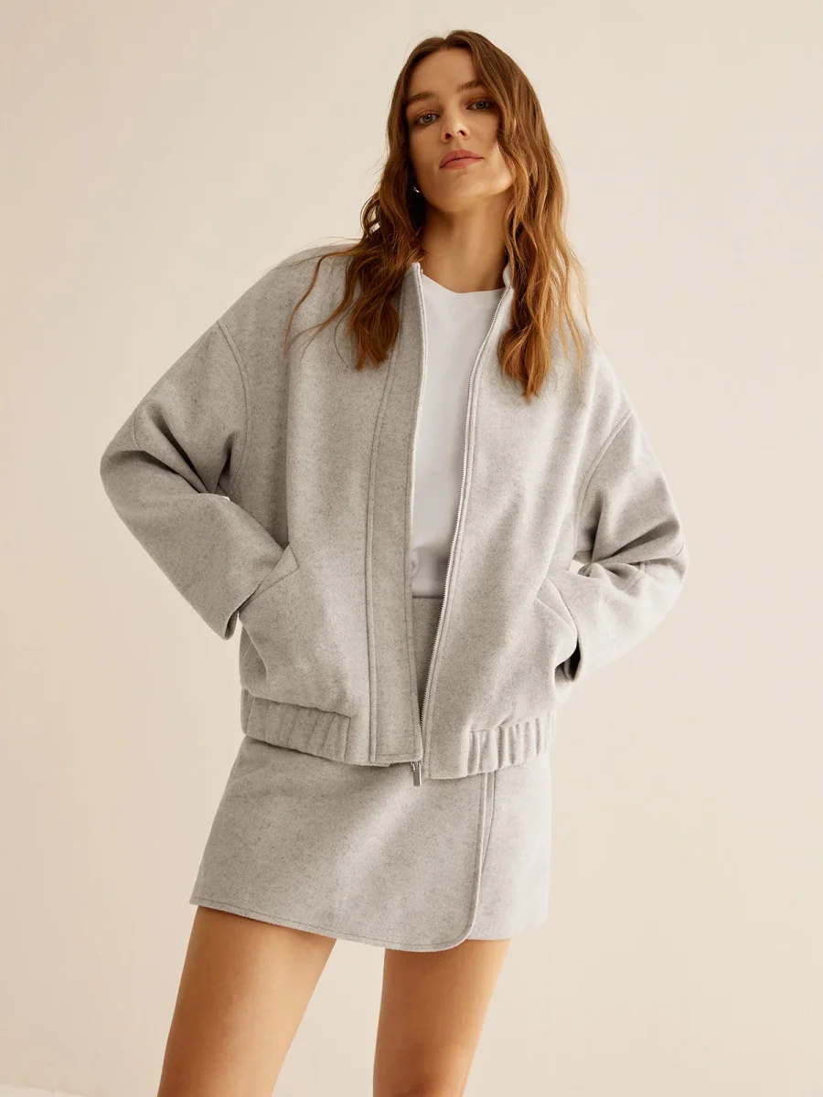 Oversize Zip Jacket | Light Grey | Modern Comfort