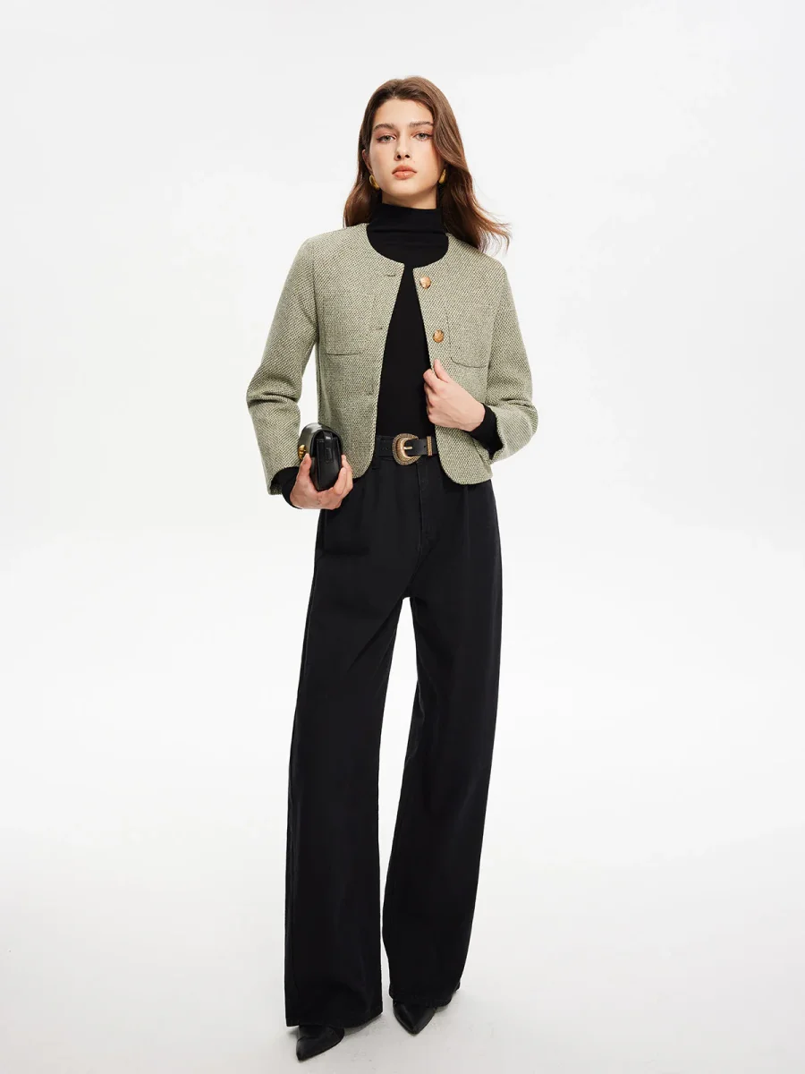 Short Tweed Jacket | Golden Buttons | Structured Elegance – Image 4