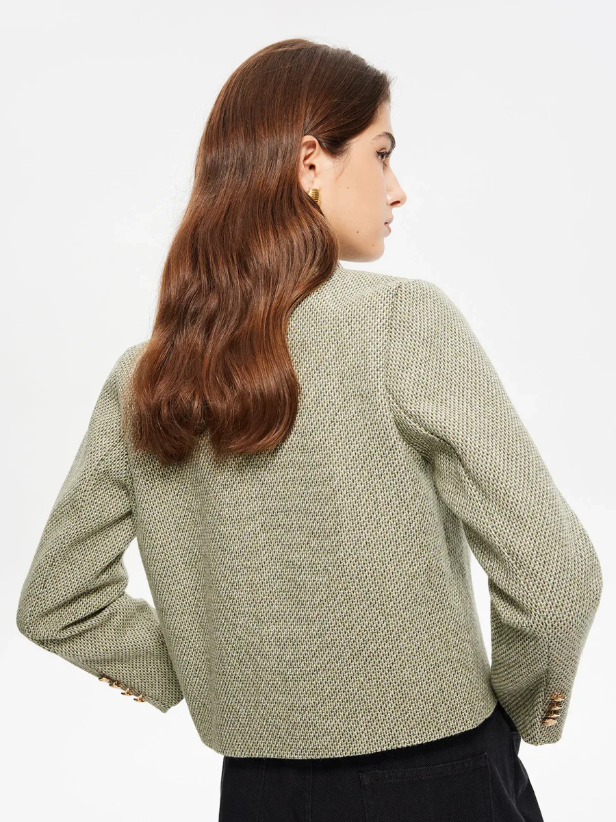 Short Tweed Jacket | Golden Buttons | Structured Elegance – Image 6