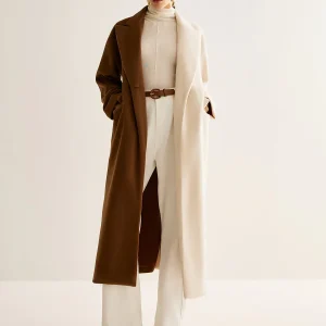 Bicolour Long Coat | Brown & Ecru | Minimalist and Graphic