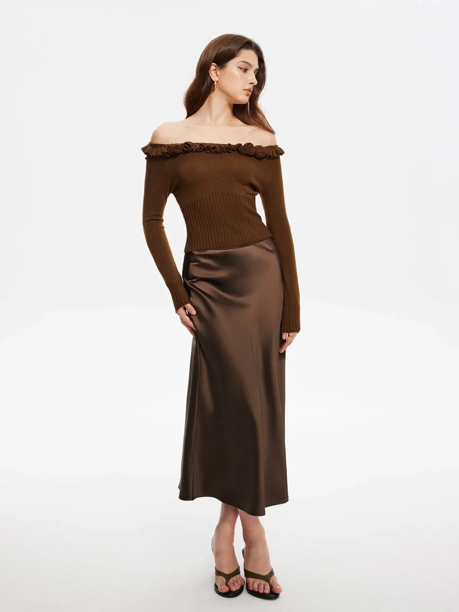 Top Bardot Chocolat | Volants Romantiques | Coupe Cintrée Féminine – Image 6