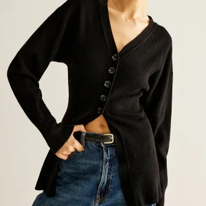 Cardigan Noir | Asymétrique Moderne | Minimalisme Chic
