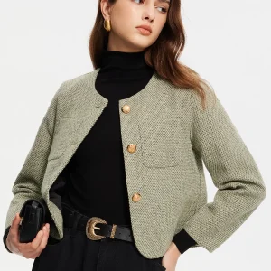 Short Tweed Jacket | Golden Buttons | Structured Elegance