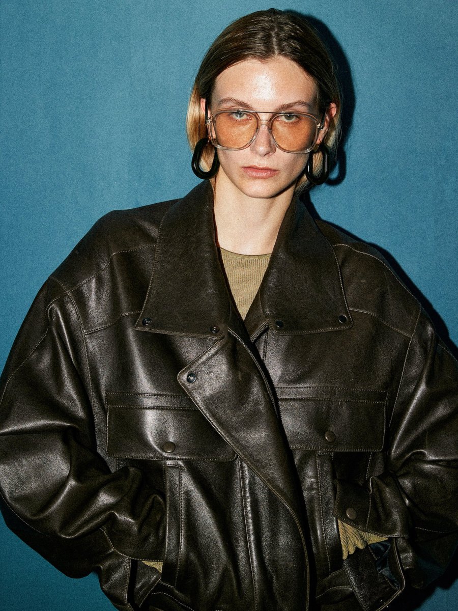 Oversized Leather-effect Jacket | Structured Cut | Urban Look – Image 3