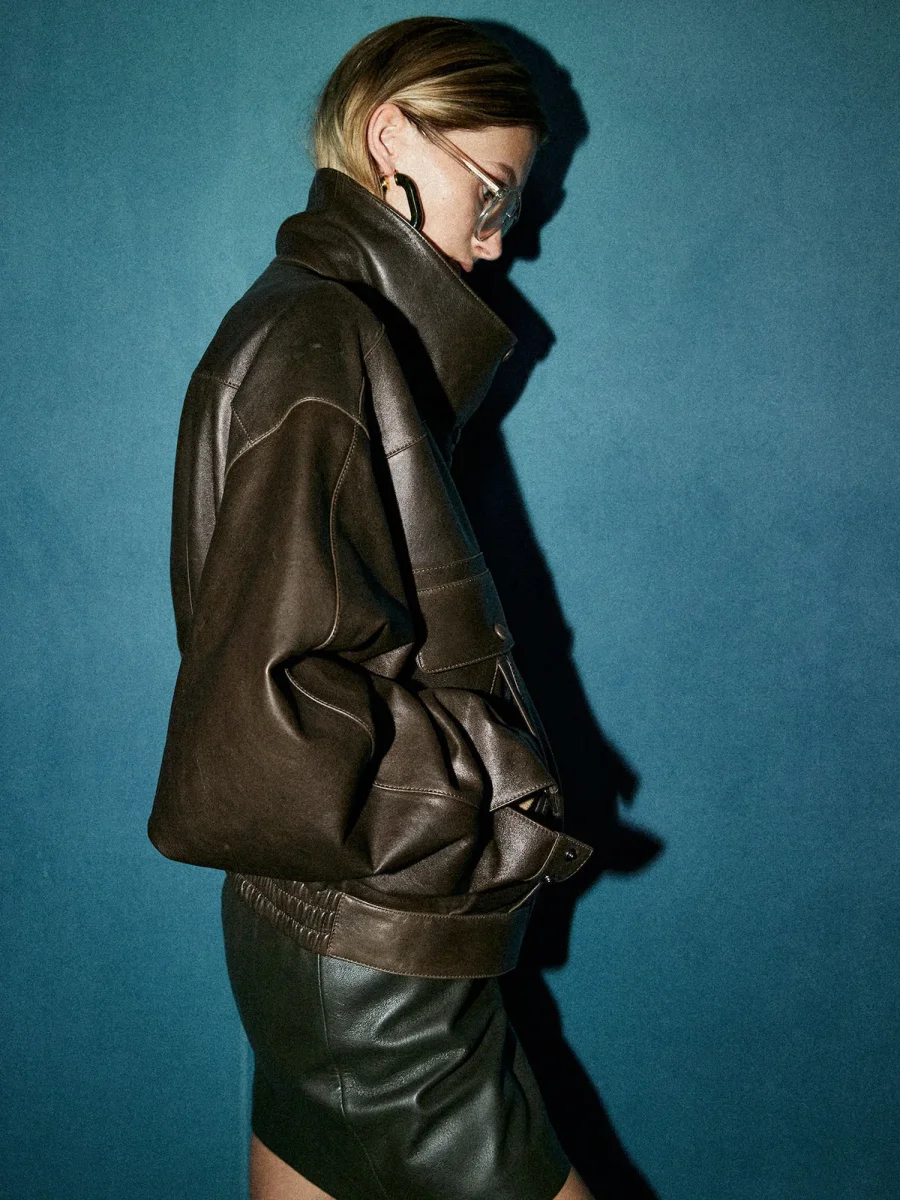Oversized Leather-effect Jacket | Structured Cut | Urban Look – Image 7