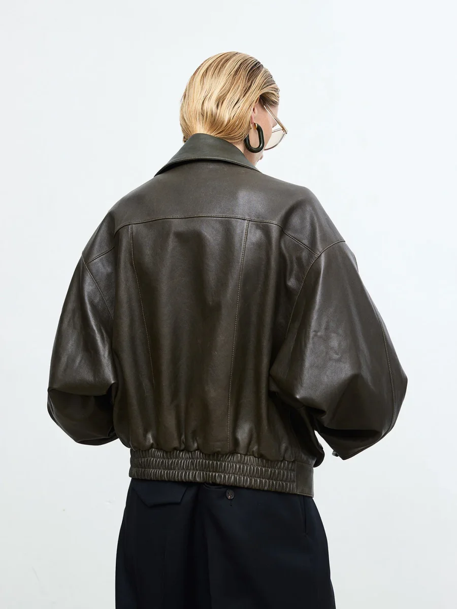 Oversized Leather-effect Jacket | Structured Cut | Urban Look – Image 8