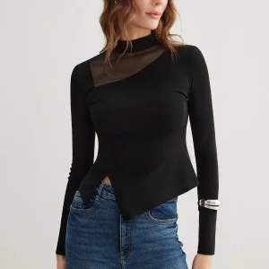 Top Black | Yoke Tulle | Elegance Asymmetrical Modern