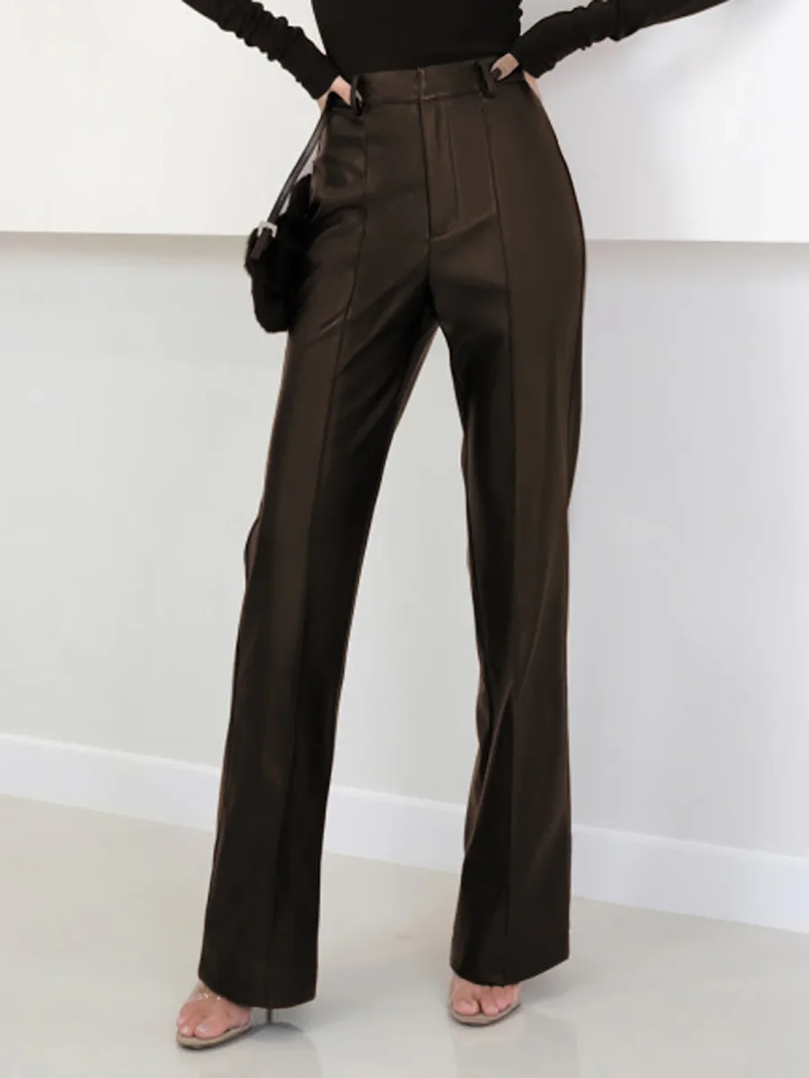 High-waisted pants in imitation leather | Structure et Audace – Image 6