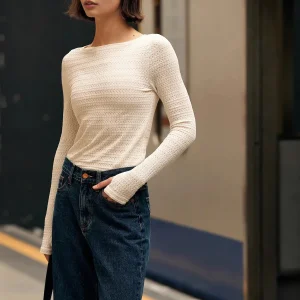 Ecru Top | Openwork Mesh | Natural & Casual Elegance